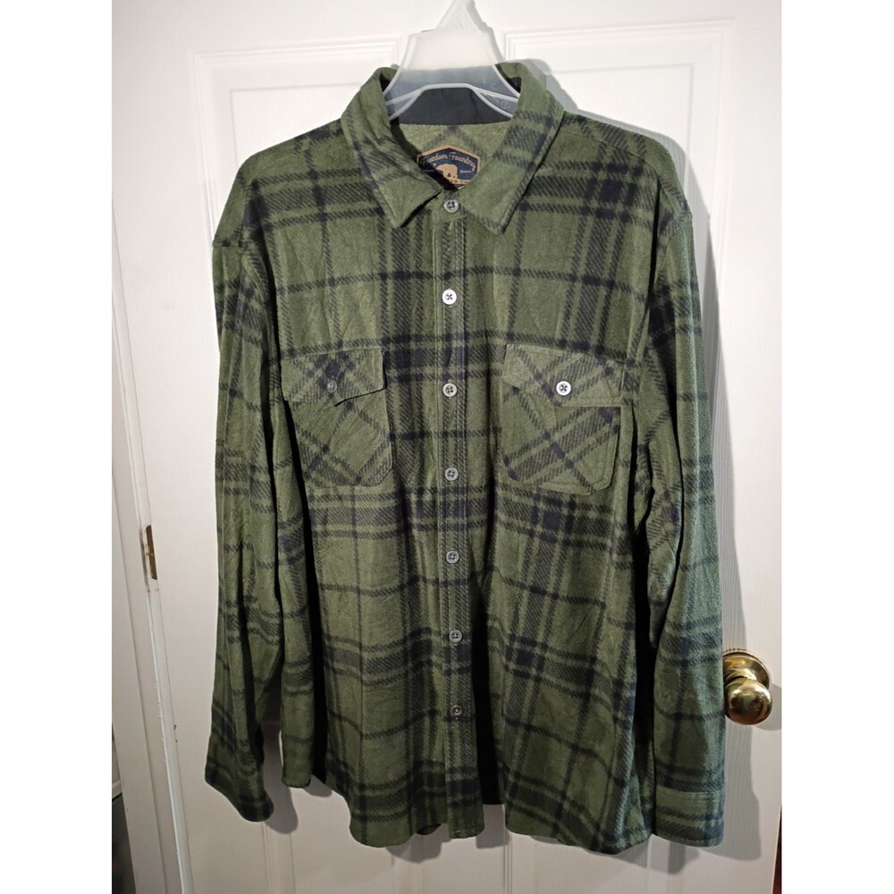 Freedom Foundry Men's XL Green Black Plaid Flannel Collared Button Shirt